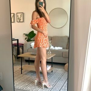 Zara mini floral over the shoulder dress